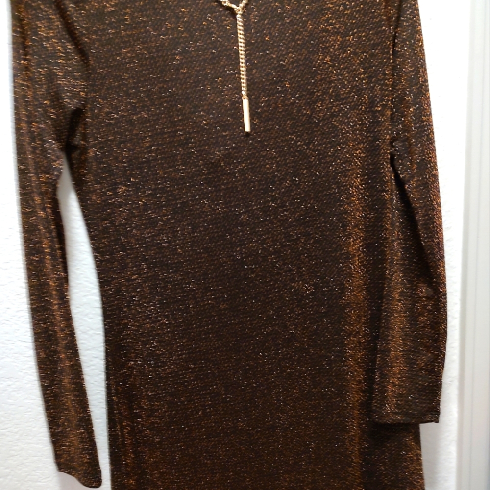 Michael Kors NWT gold glitter evening dress Medium